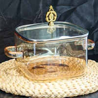Casserole en verre borosilicate résistant à la chaleur, carrée, personnalisée, couleur ambre, avec poignée, pour la cuisine