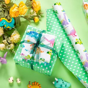 Dinosaur Wrapping <b>Paper</b> <b>Roll</b> 46.8 Square Feet Art <b>Paper</b> Green Dino Theme For Birthday Baby Shower Toddler Gift Wrap - Product Image 5
