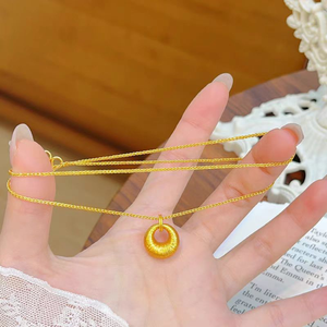 Collar de moda de oro aluvial de Vietnam, joyería básica, collar con colgante redondo de fundición exquisita Vintage - Product Image 4