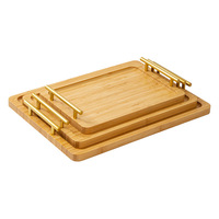 Plateaux de rangement minimalistes Plateau à thé en bambou laqué Plateau à dîner rectangulaire de salon à usage commercial avec poignée Plateaux de rangement