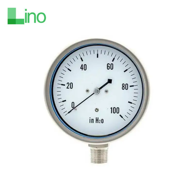 Lino LN-60 glicerina cheio óleo água ar bourden tubo aço inoxidável manômetro
