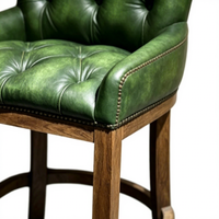 Tabourets de bar Chesterfield en cuir rétro de qualité supérieure, en bois, pour bar à domicile, cuisine, restaurant, écologiques et durables