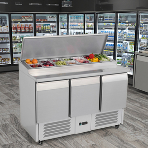 Thương Mại Duy Nhất Nhiệt Độ Thép Không Gỉ 201/304 Salad Bar <span class=keywords><strong>Fan</strong></span> Làm Mát LED Tùy Chỉnh Màu Sắc Chuẩn Bị Bảng Tủ Đông - Product Image 2