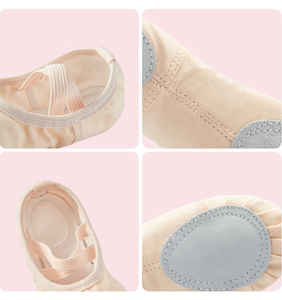 Zapatillas <span class=keywords><strong>de</strong></span> Ballet <span class=keywords><strong>de</strong></span> Lona para Niños y Adultos, Precio <span class=keywords><strong>de</strong></span> Fábrica, para Entrenamiento y Práctica, con Suela Partida, Banda Elástica, Disfraz <span class=keywords><strong>de</strong></span> Ballet, Planas - Product Image 4