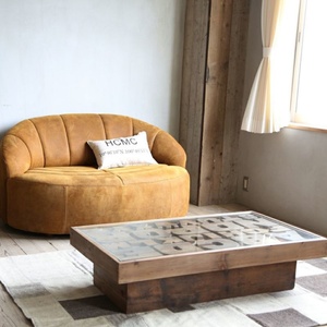 Mesa de Centro de Diseño Moderno y Único con Alfabeto de la A a la Z, Muebles para el Hogar, Base de Madera Antigua, Tapa de Vidrio - Product Image 6