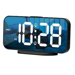 Wholesale New <b>LED</b> Digital Alarm <b>Clock</b> Mini Multifunctional USB Wall <b>Clock</b> Week Display Silent Plug-In Battery Power Electronic - Product Image 6