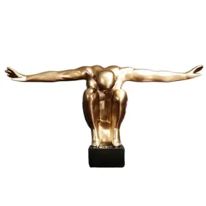 Toptan özel Modern dalış heykeli reçine heykel gümüş altın beyaz siyah dalgıç şekil dekorasyon nesne atlet aşk modeli