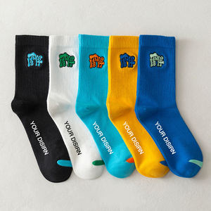 Meias Masculinas Personalizadas <span class=keywords><strong>2026</strong></span> de Algodão Cardado com Bordado de Letras, Anti-pilling, Moda de Rua, Meias Esportivas com Logo - Product Image 5