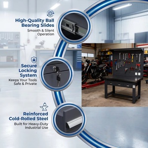 Banco <span class=keywords><strong>de</strong></span> Trabajo <span class=keywords><strong>de</strong></span> Acero Resistente Personalizable, Moderno, con 3 Cajones, Multifuncional, Ajustable, Plegable, con Cierre Suave, Impermeable <span class=keywords><strong>para</strong></span> Exteriores - Product Image 4