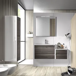 Tocador pequeño de baño con doble lavabo, conjunto de mueble con fregadero