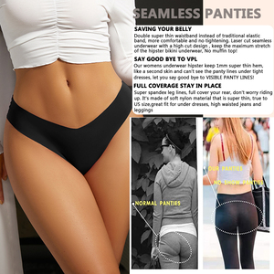 Sharicca Calcinha Sem Costura Dipped Thong Tanga Low V Shape Waist Seamless Panties Tangas Sin Costura Culottes pour femmes - Product Image 2