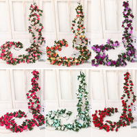 Décor de mariage : Guirlande de roses artificielles à toucher réel, plantes suspendues, roses et lierre pour bricolage