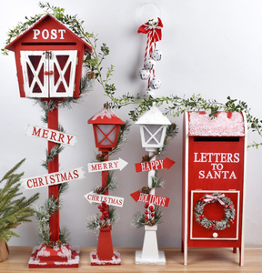 Adornos navideños Buzón de madera Buzón <span class=keywords><strong>Adorno</strong></span> de <span class=keywords><strong>farola</strong></span> <span class=keywords><strong>Adorno</strong></span> de decoración navideña - Product Image 2