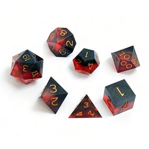 Ensemble de dés en résine faits à la main pour D&D, 7 pièces, dés polyédriques à bords vifs pour jeux de rôle (RPG) Dungeons & Dragons et TTRPG - Rouge foncé magique - Product Image 5