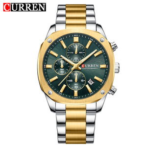 Montre à quartz CURREN 8490 en acier inoxydable avec bracelet, calendrier, lumineuse, étanche, simple et élégante, très vendue - Product Image 2