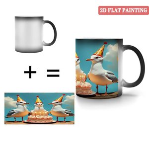 Heat Changing Mug 11oz Frosted Black <b>Ceramic</b> Sublimation Blank <b>Cup</b> For Business Souvenir - Product Image 4