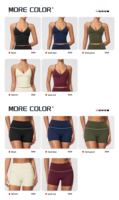 Set Olahraga Warna-Warni Bahan Beludru Halus Model V-Neck Halter Kontrol Perut Pinggang Tinggi Penyerap Keringat 2 Potong Celana Pendek Yoga