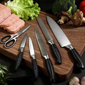 New Arrival 7-piece Cooking Chef Slicing <b>Knife</b> <b>Set</b> Scissor <b>Sharp</b> <b>Knives</b> Stainless Steel Kitchen <b>Knife</b> <b>Set</b> with Block - Product Image 5