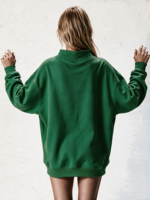 Sweat-shirt à col montant pour femme, longueur allongée, avec logo brodé personnalisé, vente en gros, pull pour femme