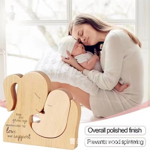 Adornos de madera para el hogar, estatuas, regalos para el Día de la Madre, adornos de madera maciza al por mayor, adornos tallados de mamá y bebé - Product Image 3