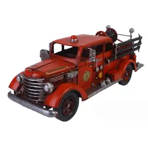 American manual iron ladder fire truck truck model classic car jeep decoration