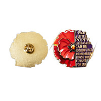 Broche YZ-Poppy Décontractée Tendance Mode Jour de la Mémoire Feuille Émaillée Or 3D Gaufrée Découpée au Laser Couleur Personnalisée Rouge