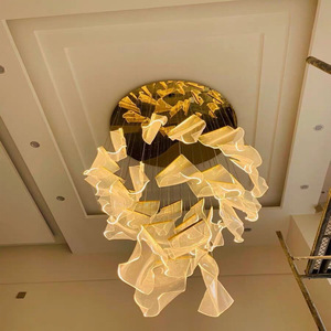 Lampadario a Sospensione PM Personalizzato in Acrilico per Scale, Lussuoso LED a Combinazione Multipla, Moderno per <span class=keywords><strong>Soggiorno</strong></span>, Sala da Pranzo, Edifici Duplex - Product Image 4