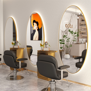 Espejo elíptico para peluquería, soporte para espejo, espejo LED para maquillaje, espejo inteligente de alta definición, espejo para peluquería montado en la pared - Product Image 3