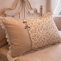 Parure de lit de luxe 100 % coton style princesse coréenne 4 pièces, jupe de lit élégante à volants motif floral, ensemble housse de couette shabby chic
