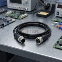 Connecteur d'aviation mâle M12 vers faisceau de câblage à fiche SM 2 broches, câble d'alimentation à connexion rapide 2P, câble d'alimentation industriel en spirale
