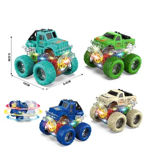 Lighting up friction 360 rotating stunt plastic gear car toys for kids