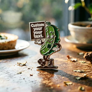 Pin de Solapa de Esmalte con Logotipo Personalizado de Mascota de Pepinillo Divertido, Pin de Solapa Retro de Pepino para Colección y Decoración - Product Image 1