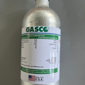 ถังแก๊สมาตรฐาน Gasco 8AL-58L ความเข้มข้น H2S 25ppm, CO 50ppm, CH4 2.5%, O2 12%, N2 คงเหลือ สำหรับเครื่องตรวจจับก๊าซ - Product Image 1