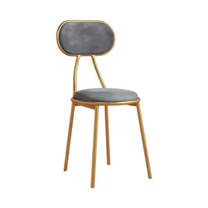 Fashion Nordic style Banquet events Gold iron Frame chair suede round cushion High quality salon dressing room chair