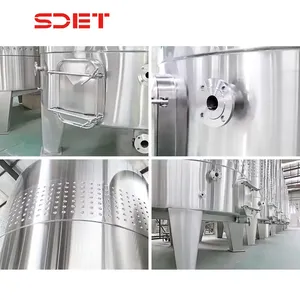 20000L şaraphane ekipmanları Fermenter şarap paslanmaz çelik şarap yapma makinesi buz su kemer veya çukurlu ceket yarı-otomatik 500KG