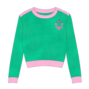 ODM de haute qualité en gros personnalisé grec lettre Logo ZP sororité B câble femmes <span class=keywords><strong>pull</strong></span> <span class=keywords><strong>avec</strong></span> perle épaule ornements - Product Image 5