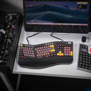 Teclado mecánico ergonómico Split Tri-Mode inalámbrico (2,4 GHz y Bluetooth) y con cable, junta de <span class=keywords><strong>104</strong></span> teclas para oficina y juegos - Product Image 5