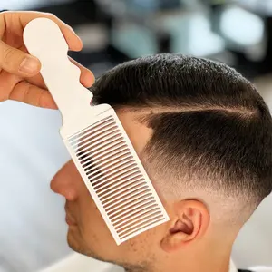 Anti Statische Hittebestendige Gebogen Platte Top Kam Voor Knippen Tondeuse Blending Barber Fade Kam Mannen Self Hair Styling Tools