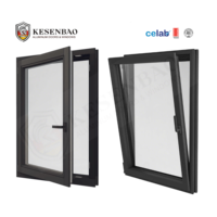 Ventana abatible de aluminio de eficiencia energética de impacto personalizado Casa de Villa Rotura térmica Ventana de inclinación y giro de aluminio aislada