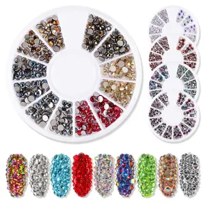 Broca colorida para unhas, 12 grades fundo plano, vidro, cor mágica, diamante mágica, decoração para arte de unhas