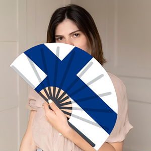 Abanicos Plegables de Bambú con la Bandera de Finlandia al por Mayor, Abanico de Mano para Carnaval, Boda, Festival, Fiesta, Agencia de Viajes - Product Image 3