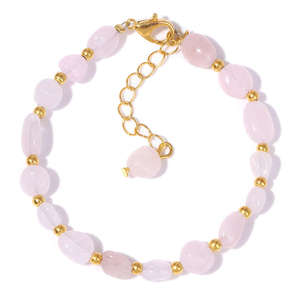 Bracciale alla Moda con Pietre Naturali Irregolari per Donna, Gioiello Ispirato con Cristallo di Fragola Intrecciato e Regolabile - Product Image 5