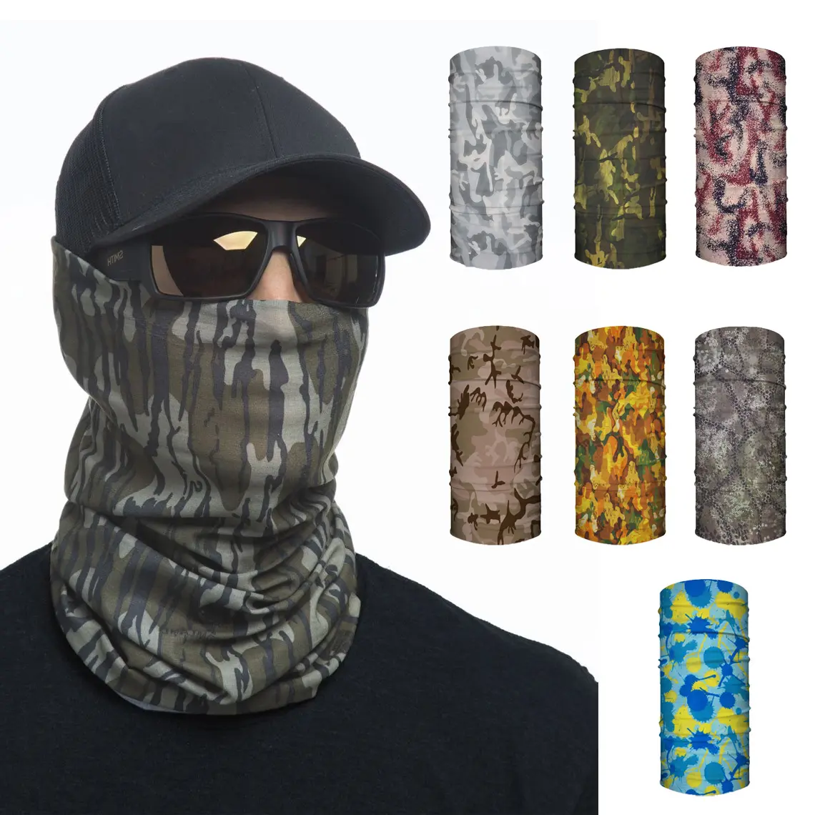 Capa camuflada para camuflagem em atacado, capa com estampa de camuflagem para caça, multifuncional, sem costura, utensílio de camuflagem para pescoço