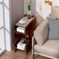 Table d'appoint moderne en acrylique transparent, table de chevet étroite pour chambre à coucher, petite table d'appoint mince