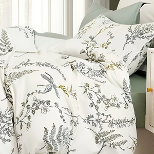 Juego de Ropa de Cama de Algodón con Diseño Botánico, Color Verde Salvia y Blanco, para B&B, Envío Directo desde la UE, Polonia - Product Image 4