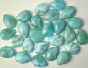 Lot de 5 cabochons en larimar naturel en forme de poire 5x7mm, pierres précieuses pour la fabrication de bijoux, fournisseur en gros Inde - Product Image 1