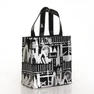 Black and white city sight PVC waterproof shopping bag unisex handbag shoulder bag