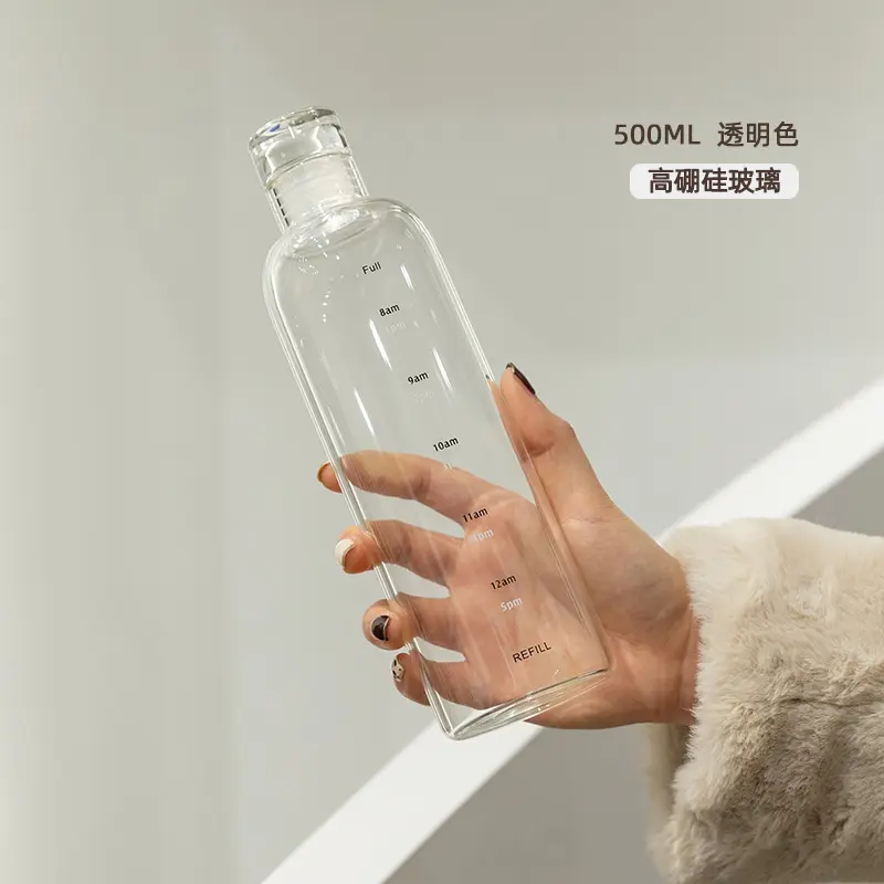 Factory direct simple transparent customized unbroken glass bottle water