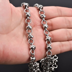 Pulsera de Acero Inoxidable con Eslabones Gruesos de 8MM y Nudos, Brazalete Creativo con Perlas Anudadas, Joyería Personalizada para Fiestas - Product Image 5