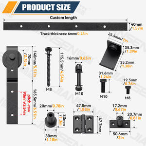 Herrajes para puertas corredizas plegables de acero al carbono de diseño moderno Kit de rieles para puertas corredizas de Granero plegables negras - Product Image 2